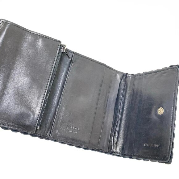 Auth PRADA - M613 Black Nylon Leather Trifold Wallet - Picture 3 of 9
